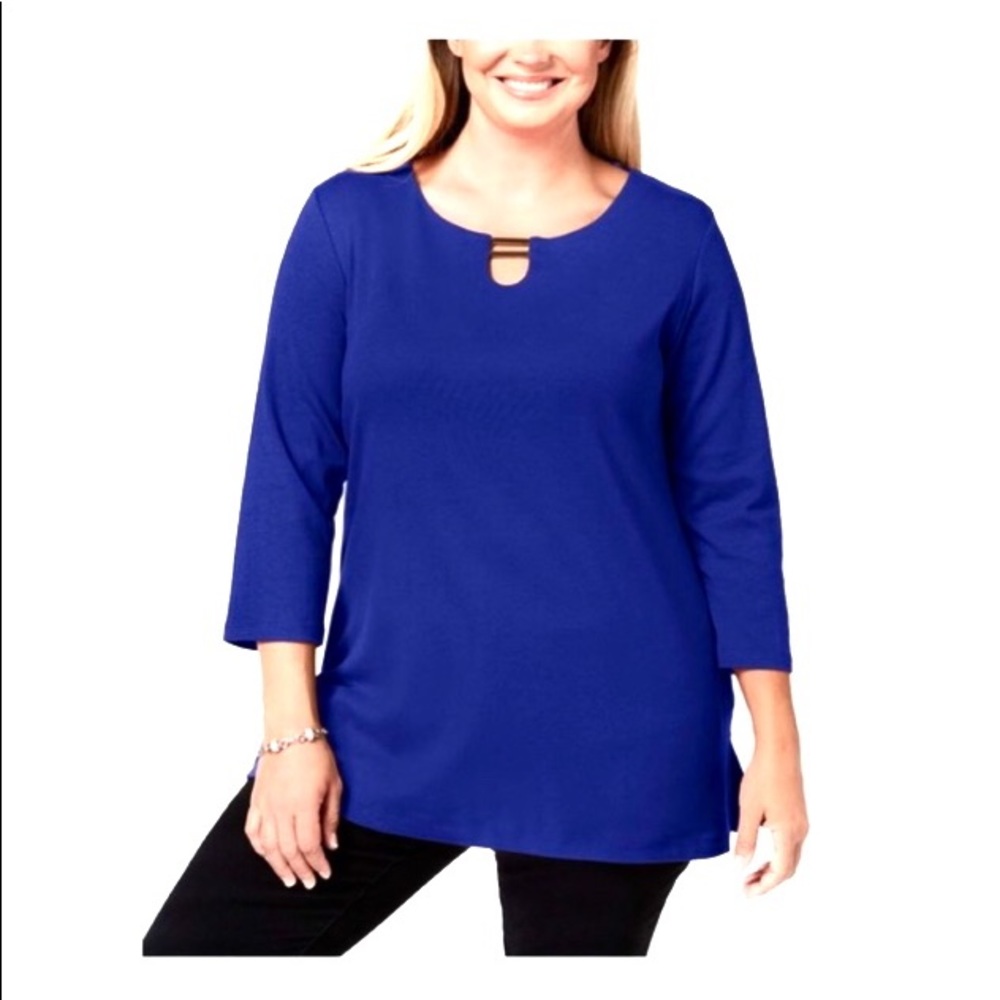 NWT Karen Scott Plus Size Hardware-Detailed Tunic